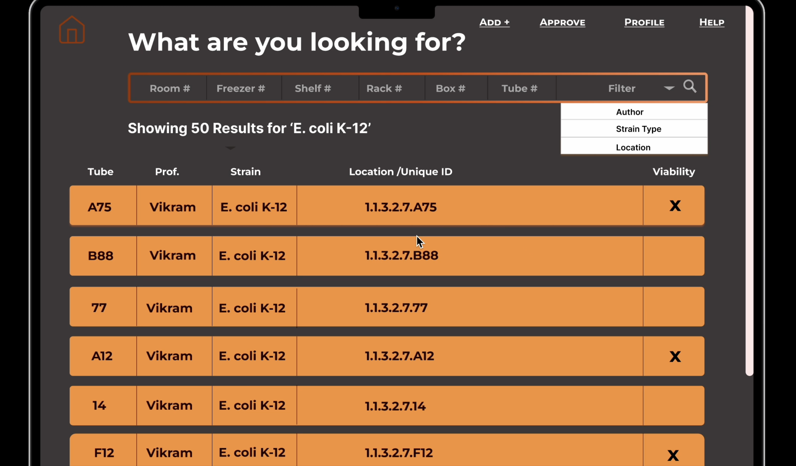 Oxy Biochemistry Database, main search interface