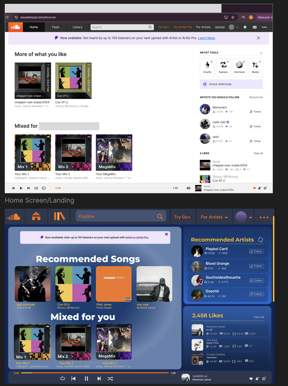 SoundCloud UI redesign in Figma